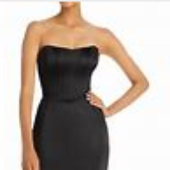 Aqua Faux Feather Trim Strapless Dress - Picture 1 of 5